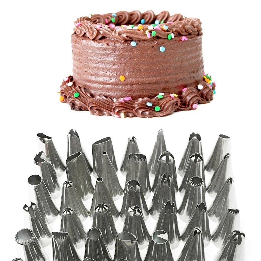 Cake Decor Stainless Steel Decorating Supplies Turntable 50PCS/Set DIY Cream Tools