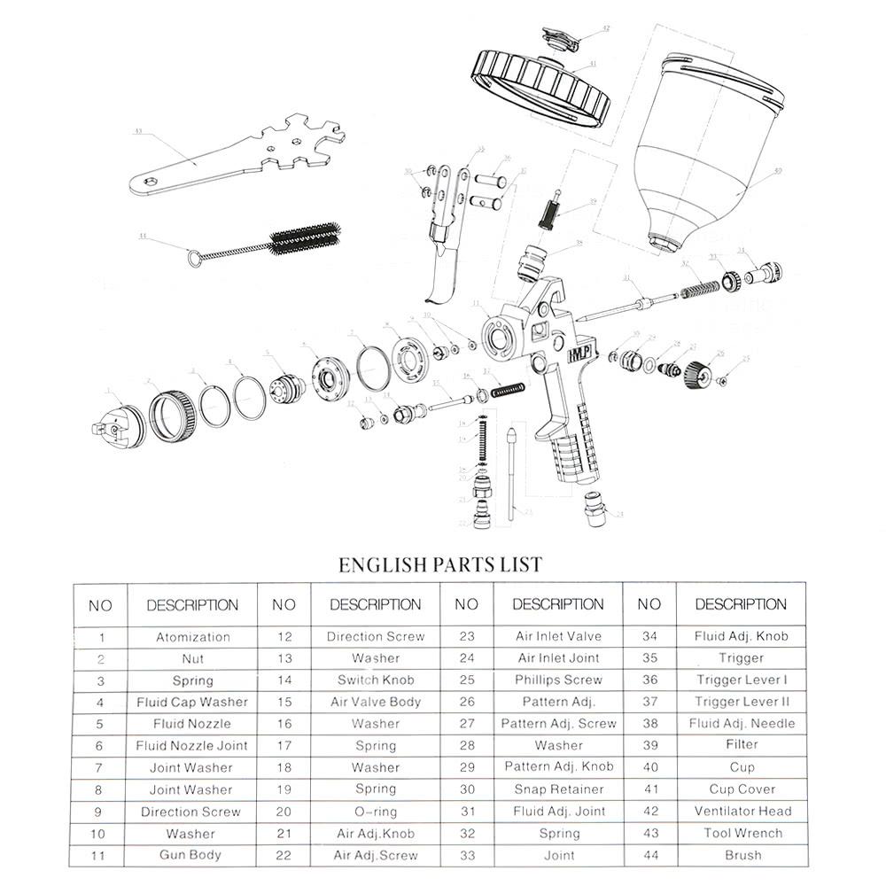 1.4mm Nozzle 600cc Professional Gravity Feed HVLP Paint Spray Gun