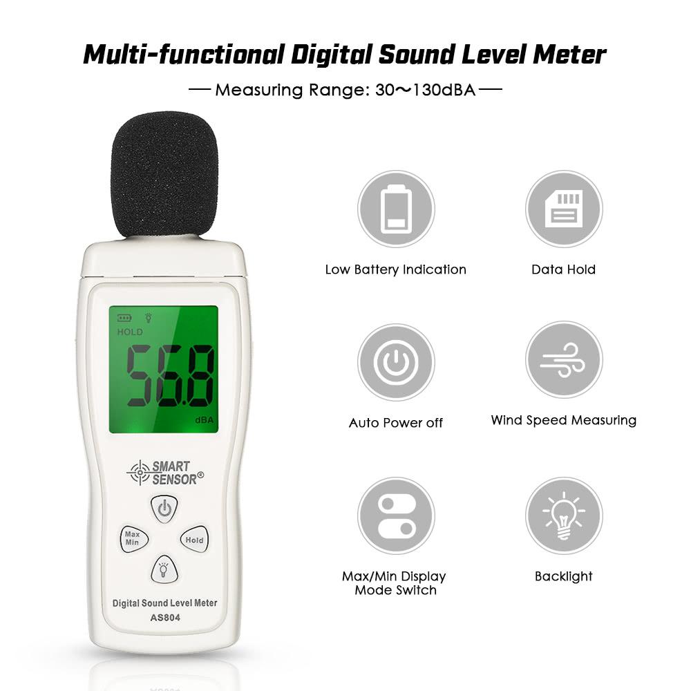 Mini Digital Sound Level Meter LCD Display Noise Measuring Instrument Decibel Tester 30-130dBA