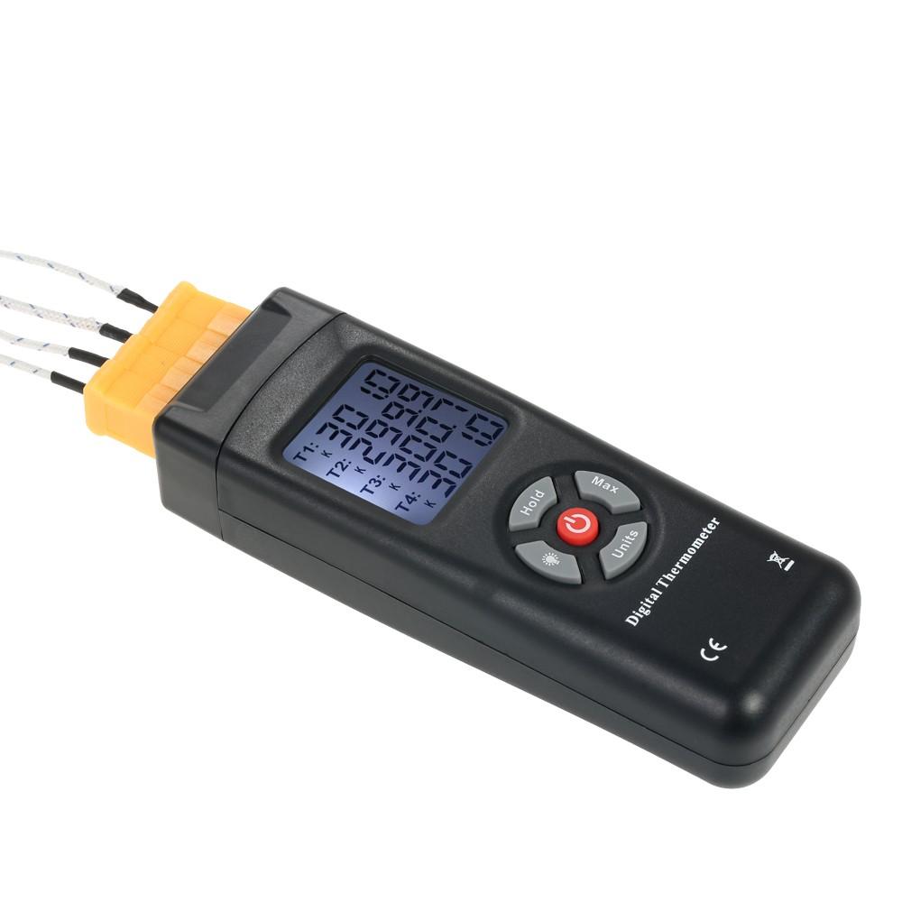 4-Channel K-Type Digital LCD Thermometer Thermocouple Sensor -50~1350°C/-58~2462°F Data Hold Function