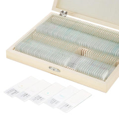 Prepared Microscope Slides Animal Plants Insects Tissues Specimens Set with Wooden Case 100pcs