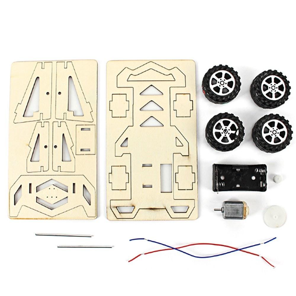 Wood Racing Car DIY Kit for Children Science and Technology Inventions Assembled Experiment Building