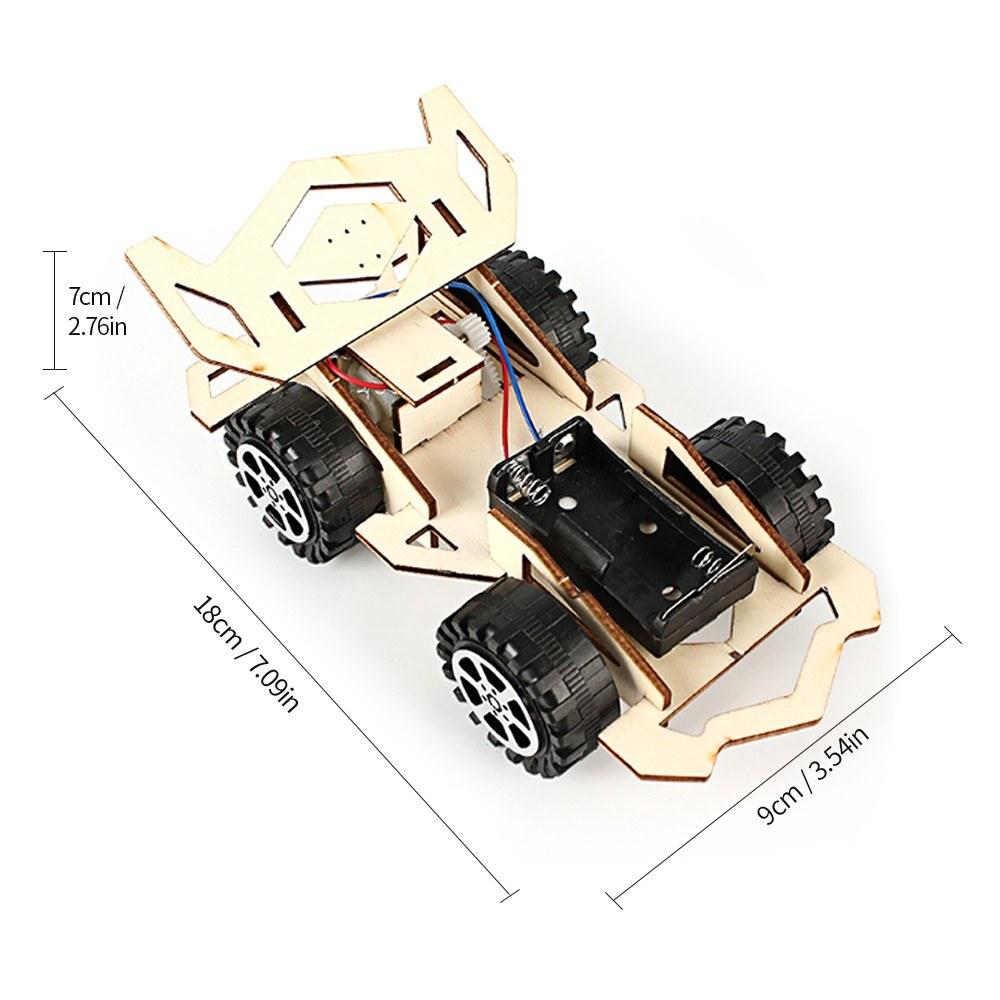 Wood Racing Car DIY Kit for Children Science and Technology Inventions Assembled Experiment Building