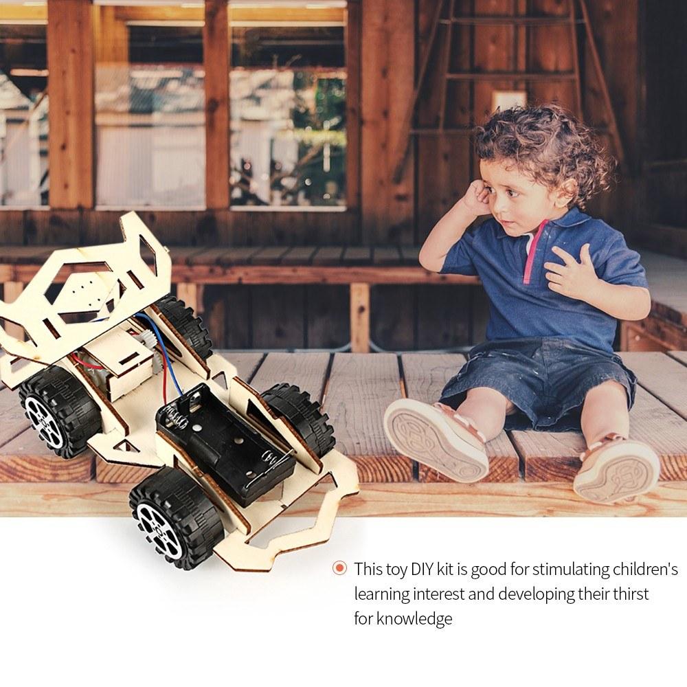 Wood Racing Car DIY Kit for Children Science and Technology Inventions Assembled Experiment Building