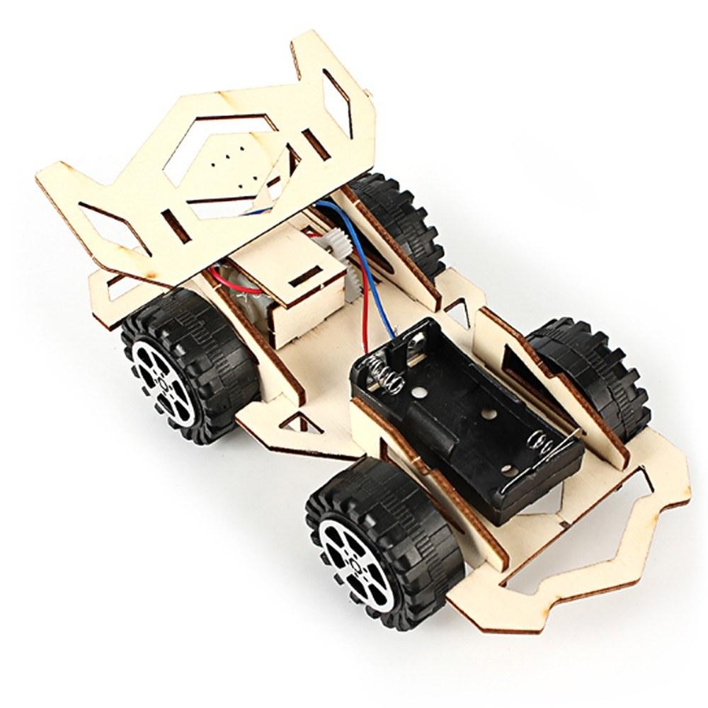 Wood Racing Car DIY Kit for Children Science and Technology Inventions Assembled Experiment Building