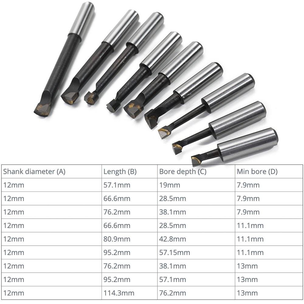 9PCS 12mm Shank Boring Bar Hard Alloy Carbide Tipped High Accuracy Top Lathe Hole Milling Machine