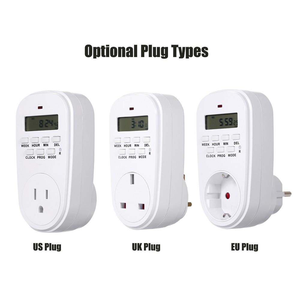 Digital Timer Switch Socket with LCD Display Plug-in Programmable Time Controller Intelligent Electronic Timing 120V/60HZ