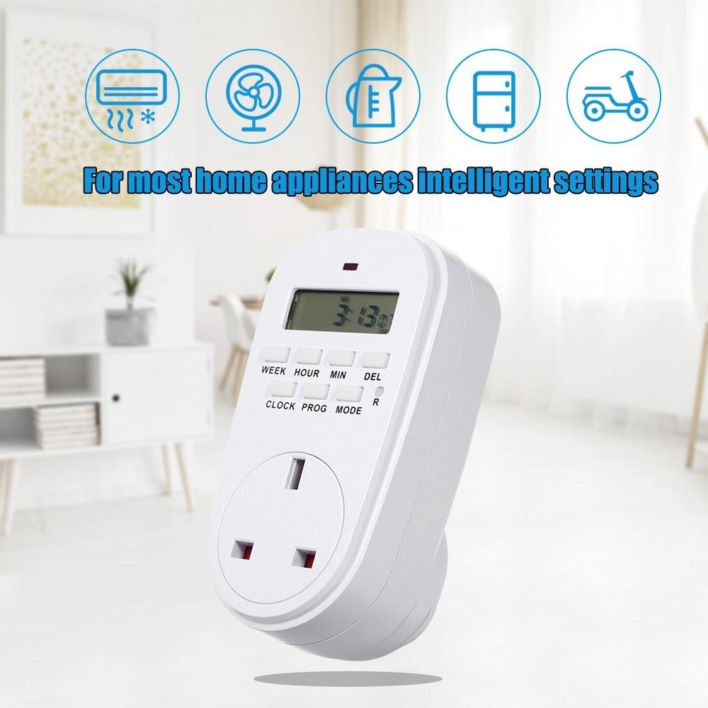 Digital Timer Switch Socket with LCD Display Plug-in Programmable Time Controller Intelligent Electronic Timing 120V/60HZ