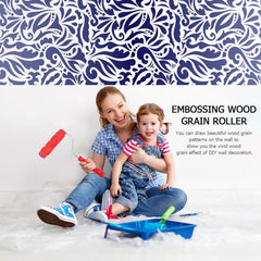 Wood Graining Wall Paint Tool Decoration DIY Rubber Roll Art Household Room Painting Embossing Roller Brush