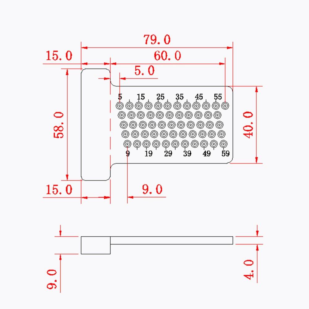 Hole Positioning Metric Measuring Ruler 5-60mm Straight T-ruler Marking Woodworking