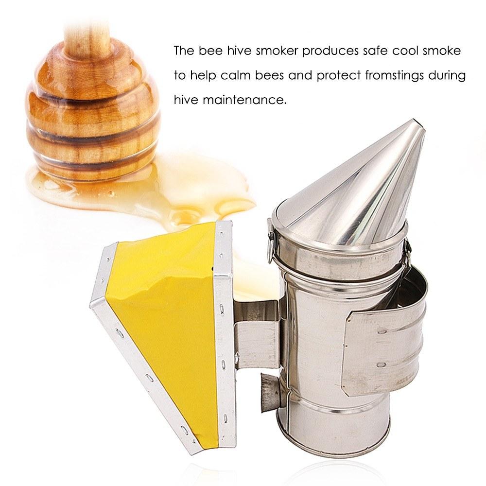 Bee Hive Smoker Keeper Stainless Steel Heat Chamber Yellow Bellow Beekeeping Equipment for Beekeeper