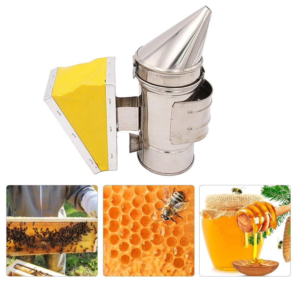 Bee Hive Smoker Keeper Stainless Steel Heat Chamber Yellow Bellow Beekeeping Equipment for Beekeeper