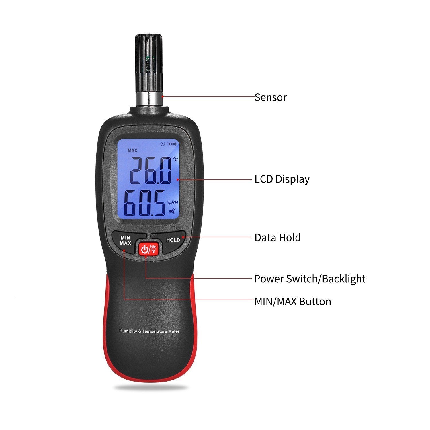Digital Temperature and Humidity Meter Wet Bulb Dew Point Detector