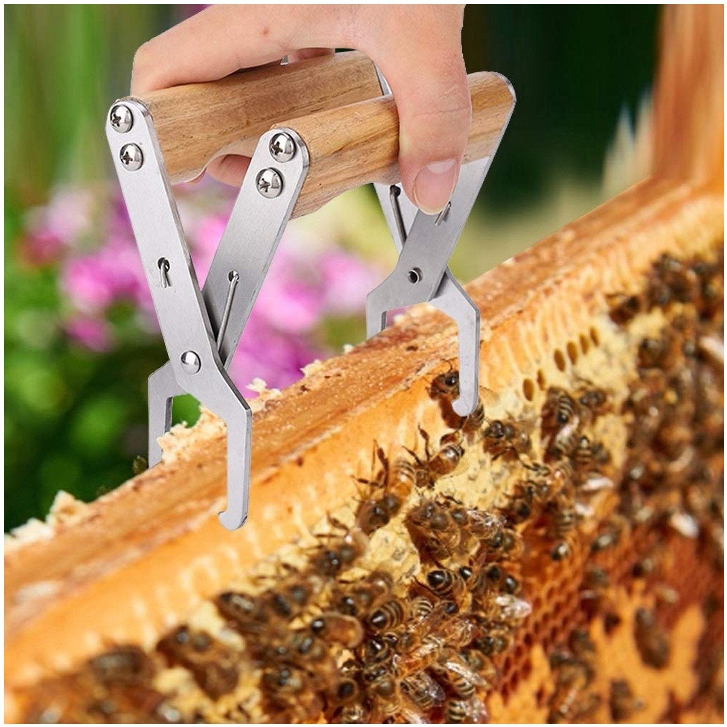 Beehive Frame Clip Wooden Handle Bee Nests Box Jig Griper Lifter Stainless Steel Nest Holder