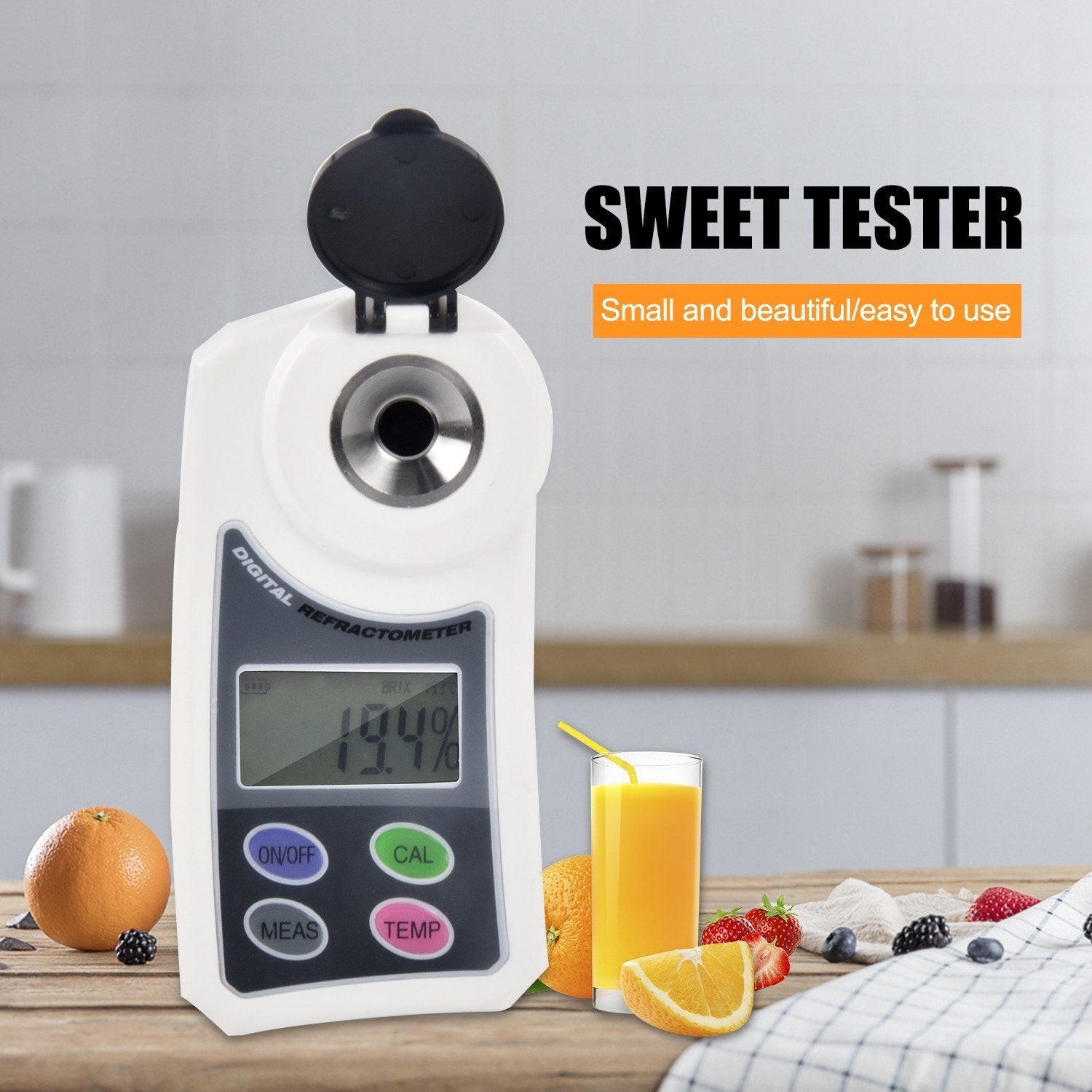 Digital Brix Sugar Refractometer Electronic Handheld Sweetness Meter for Water Fruit Crops