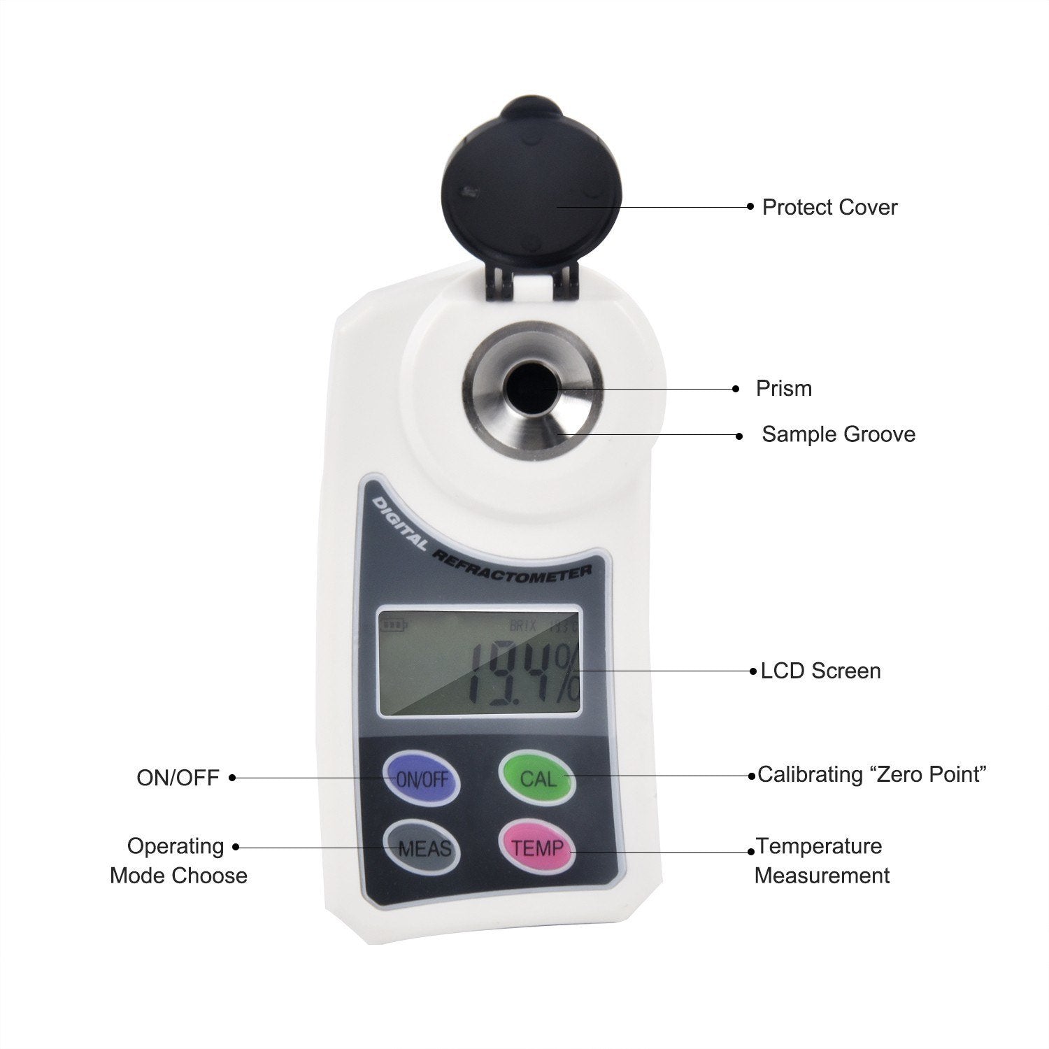 Digital Brix Sugar Refractometer Electronic Handheld Sweetness Meter for Water Fruit Crops