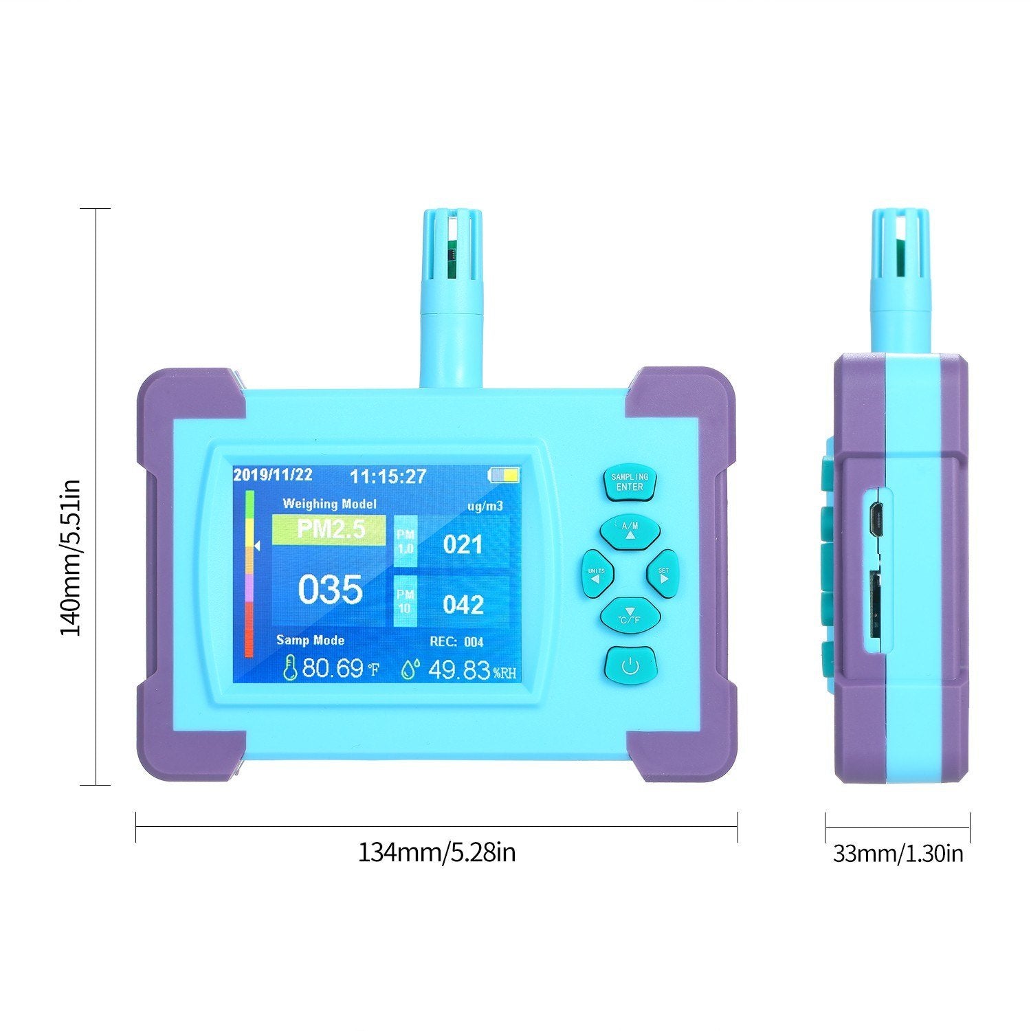 Air Quality Monitor Digital Gas Analyzer Rechargeable Battery Portable High-precision Sensor Detector