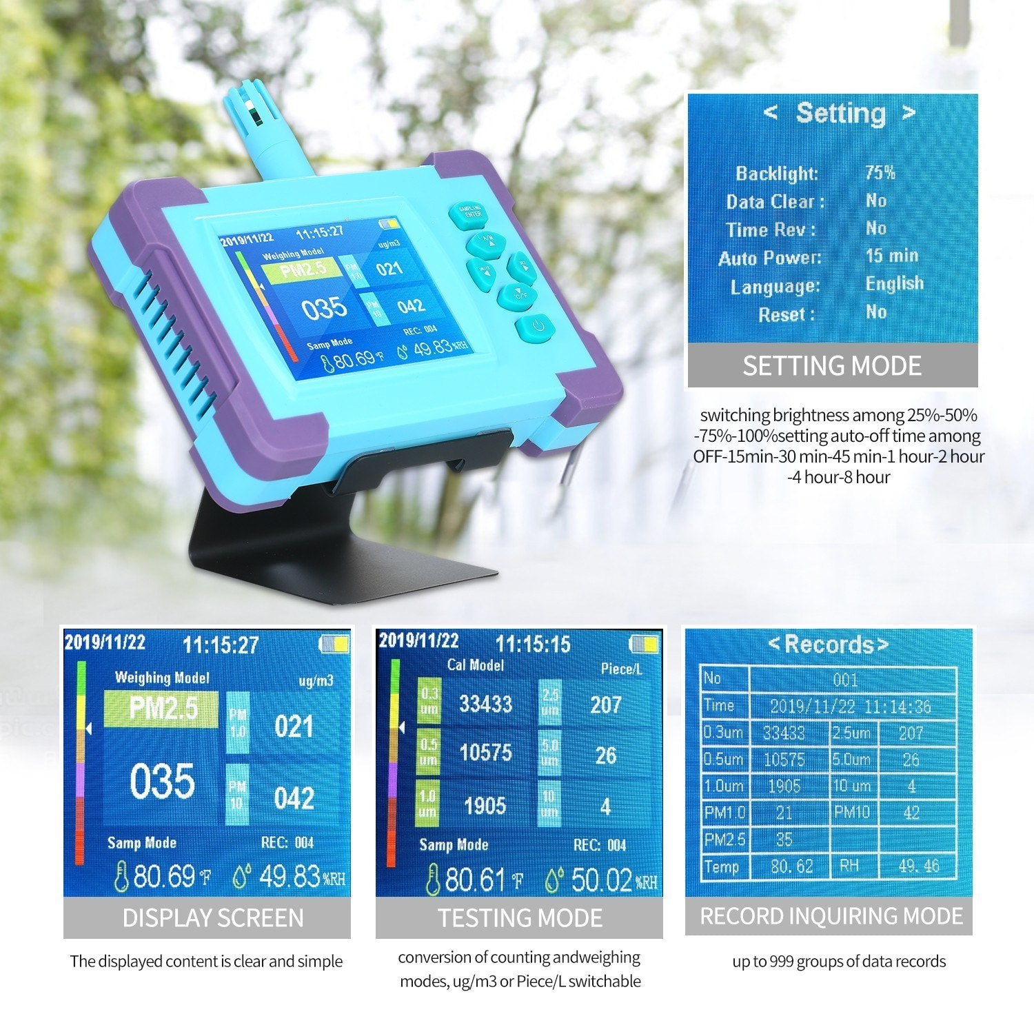 Air Quality Monitor Digital Gas Analyzer Rechargeable Battery Portable High-precision Sensor Detector