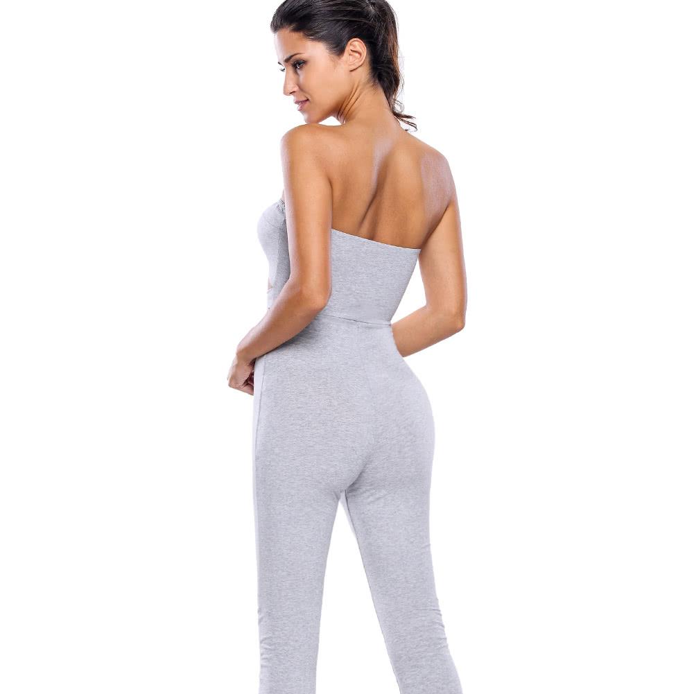 Women Rompers Capri Long Pants Cutout Strapless Fitness Bodycon