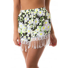 Women Summer Shorts Floral Print Tassel Loose Elastic Waist Casual Beach Hot Pants