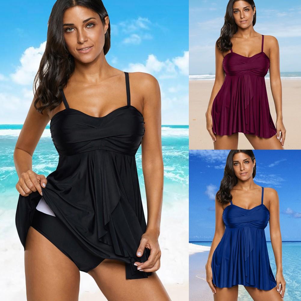 Sexy Women Strappy Ruched Wireless Bathing Suit Swimsuits Beach Wear Two Piece