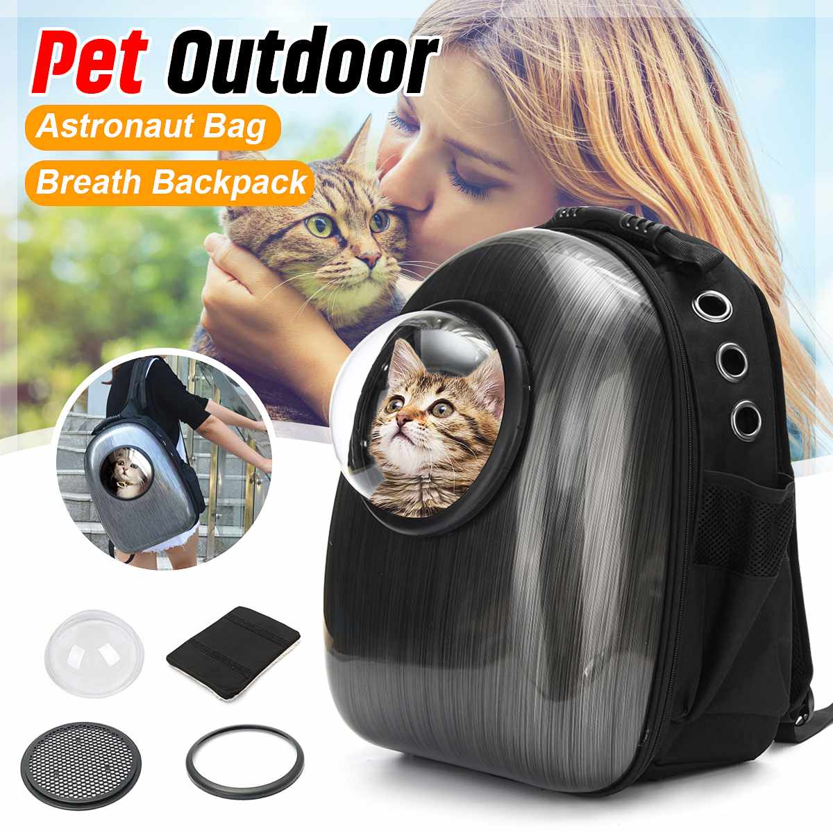 Astronaut Space Capsule Pet Backpack Carrier Transparent Breathable Travel Small Dog Cat Bag