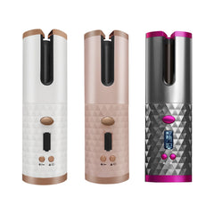 Portable Curling Iron Hair Curler Rechargeable Automatic LCD Display Machine