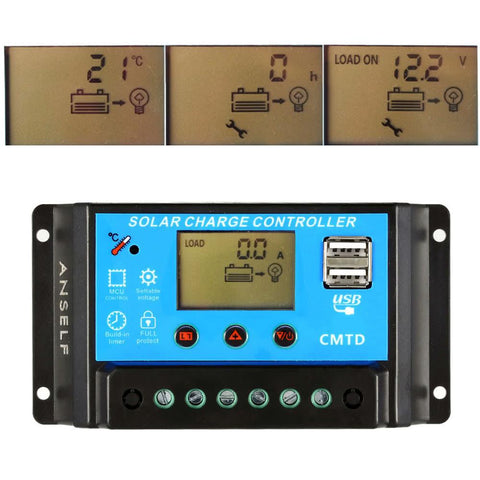 LCD Solar Charge Controller with Current Display Function Auto Regulator for Solar Panel