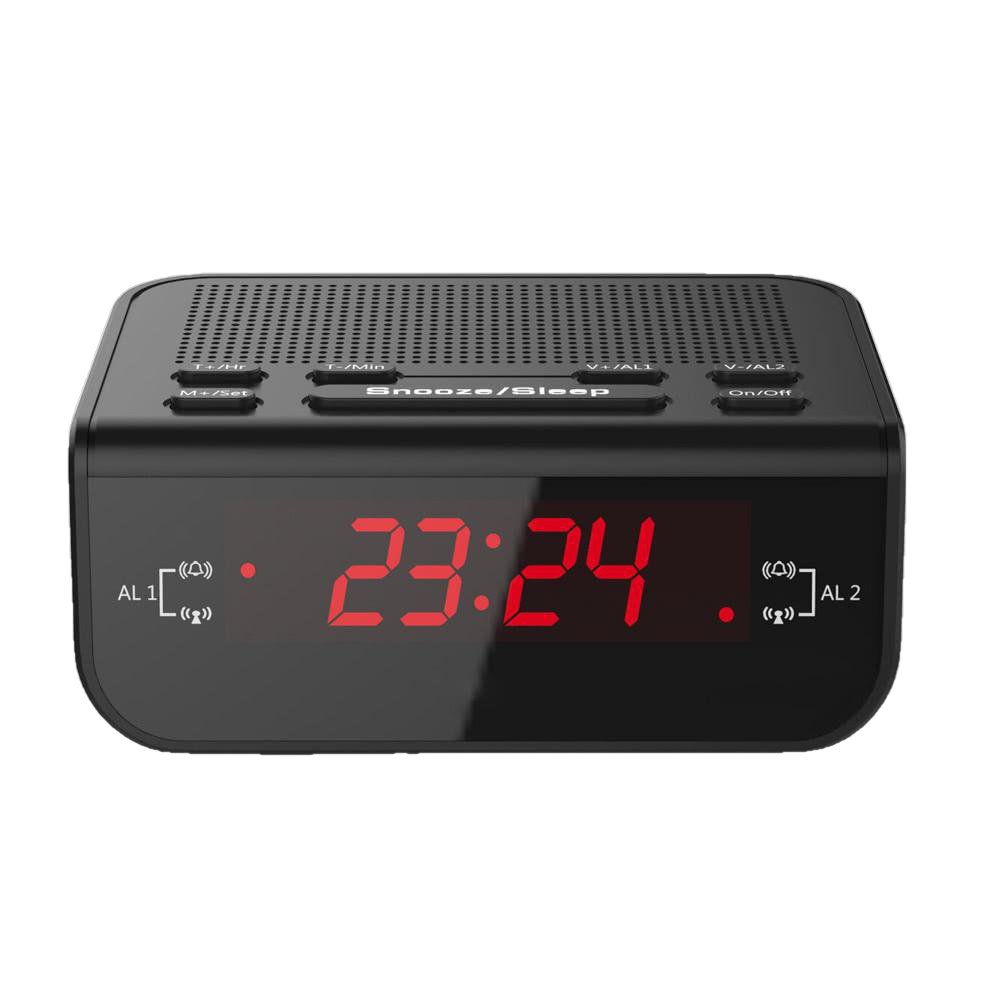 Compact Digital Alarm Clock FM Radio with Dual Alarm Buzzer Snooze Sleep Function 220V