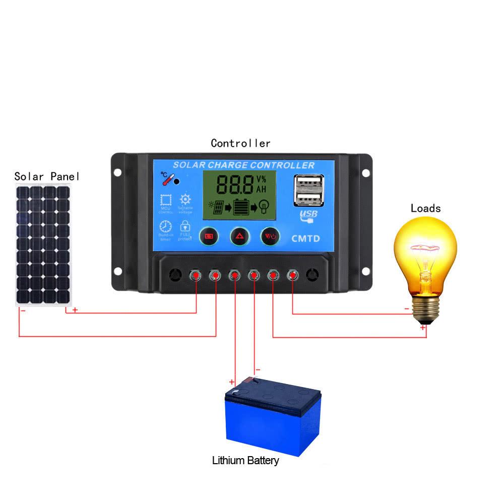 10A 12.6V LCD Solar Charge Controller PWM Charging Regulator for Solar Panel