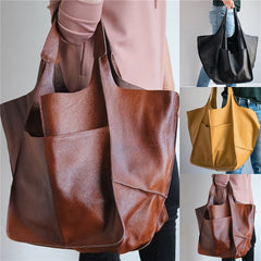 Casual Soft Large Capacity Tote Women Handbags Designer Look Luxury Pu Leather Shoulder Bag