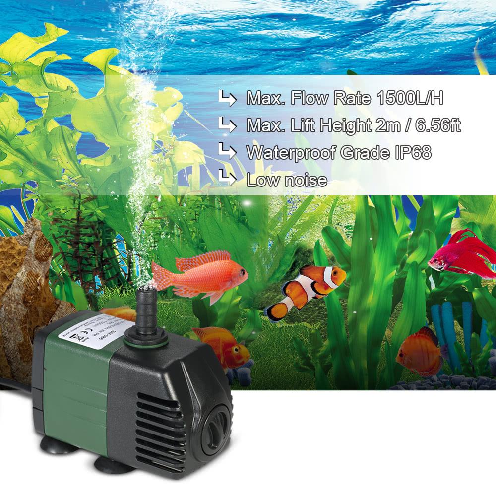 1500L/H 25W Submersible Water Pump for Aquarium Tabletop Fountains Pond