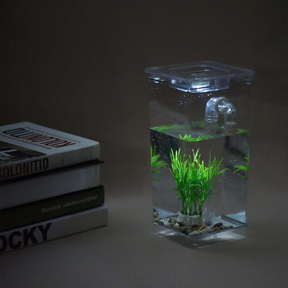 Self Cleaning Small Desk Fish Tank Bowl for Office Home Creative Gifts for Children