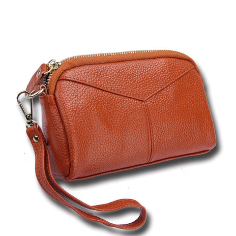high quality Genuine Cow Leather Women Day Clutch Bags Handbag Famous Brands Lady Wristlet Evening Party Wallet