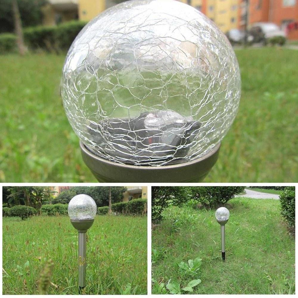 Solar Pathway LED Lights Cracked Glass Ball 4 Pcs