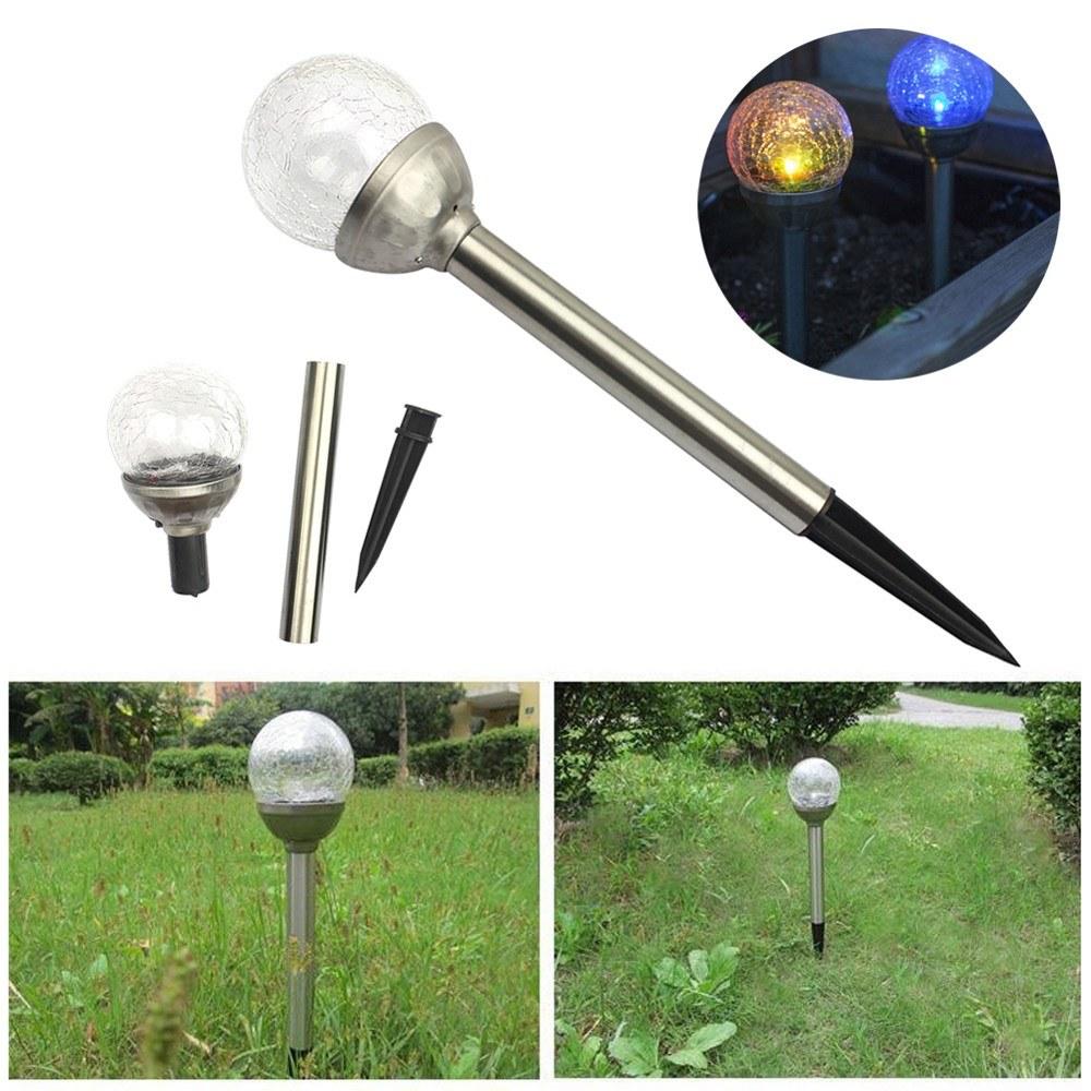 Solar Pathway LED Lights Cracked Glass Ball 4 Pcs