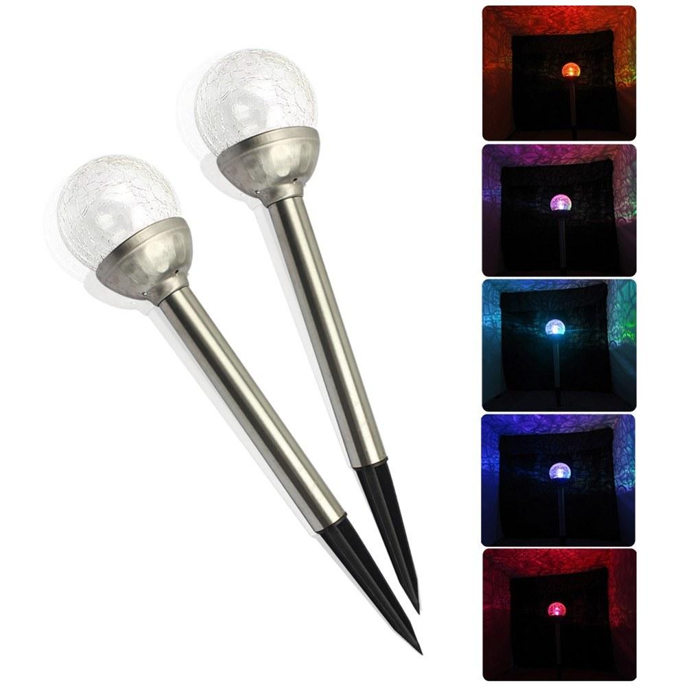 Solar Pathway LED Lights Cracked Glass Ball 4 Pcs