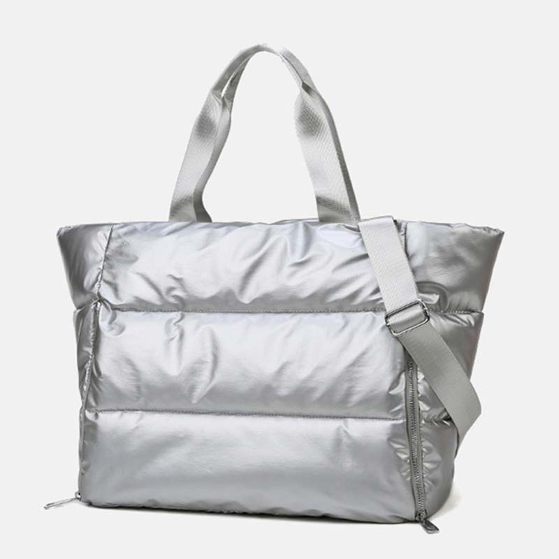 Winter Fluffy Padded Woman Handbag Big Quilted Shopper Bag Female Bags Women's Nylon Shoulder Casual