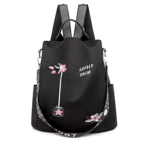 Women Embroidery Backpack Waterproof Oxford Female Rucksack School Bag Teen Fashion Girls Anti Theft Casual