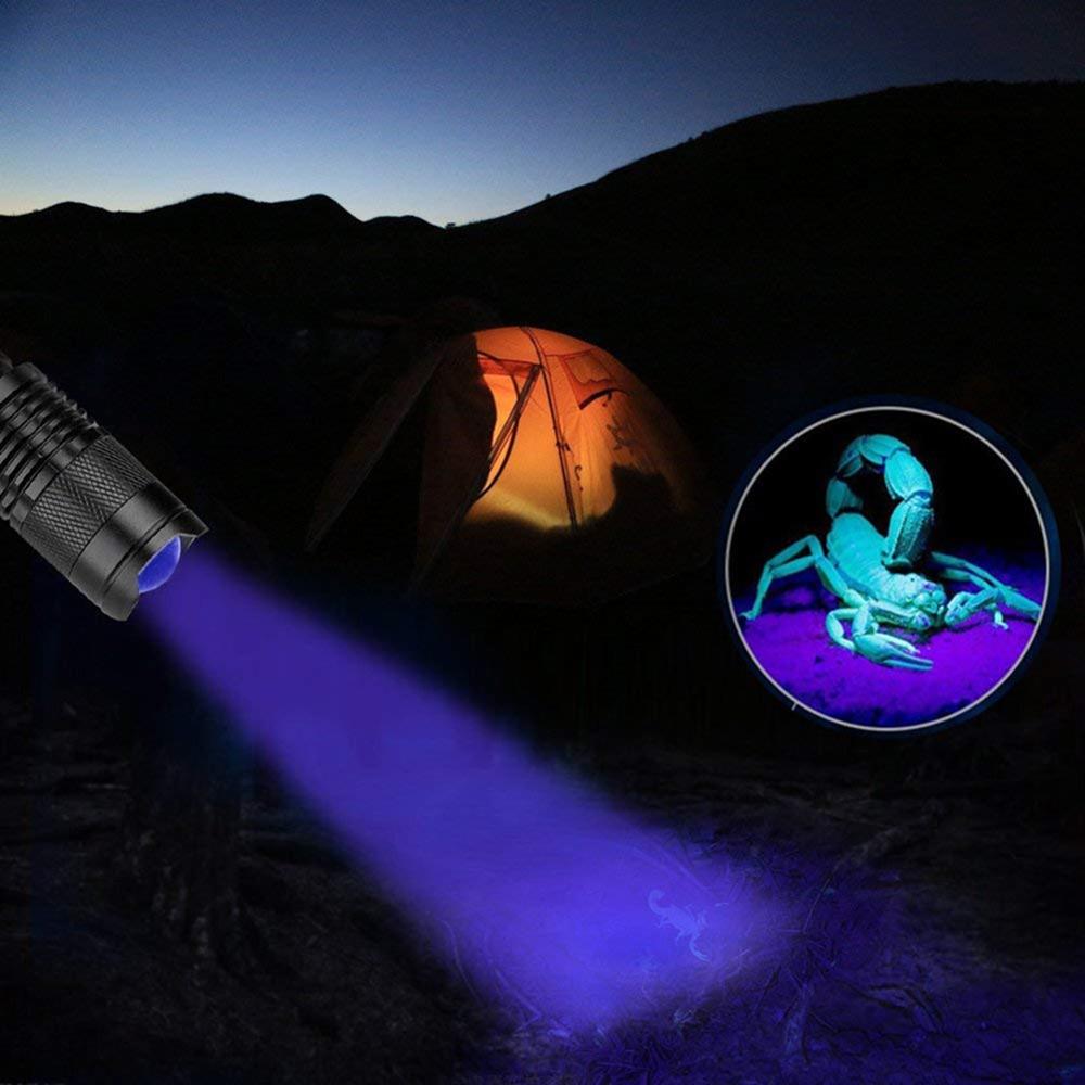 Black 365/395 Nm UV Flashlight Handheld Portable Ultraviolet Detector - JustgreenBox