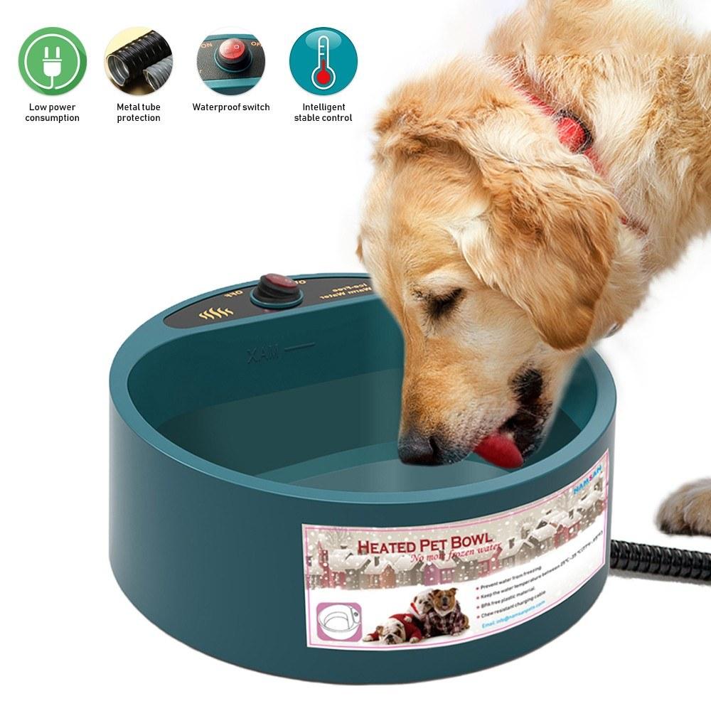 Heated Pet Bowl Heating Feeding Feeder Waterproof 0.58gal/2.2L/74oz