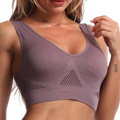 Women's Sports Bra Crop Top Mesh Back, Plus Size