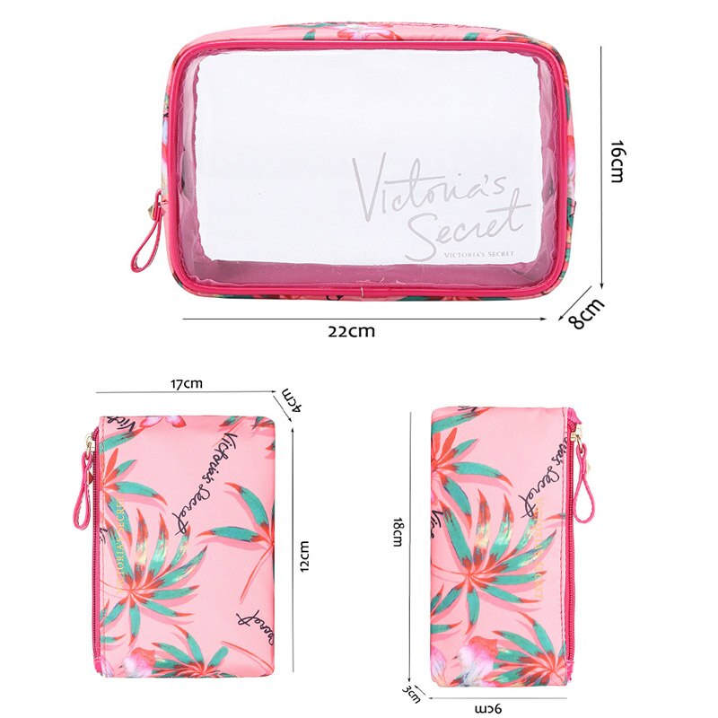 Portable PVC cosmetic bag 3-piece set outdoor travel Cosmetic fashion transparent storagwaterproof wash