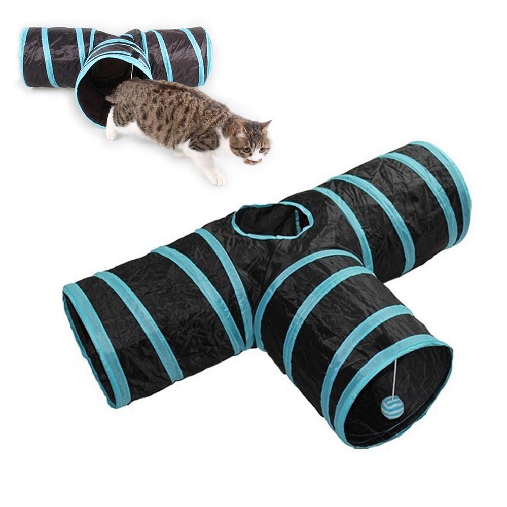 Indoor Cat Tunnel 3 Way Pet Play Tunnel Collapsible Tunnel