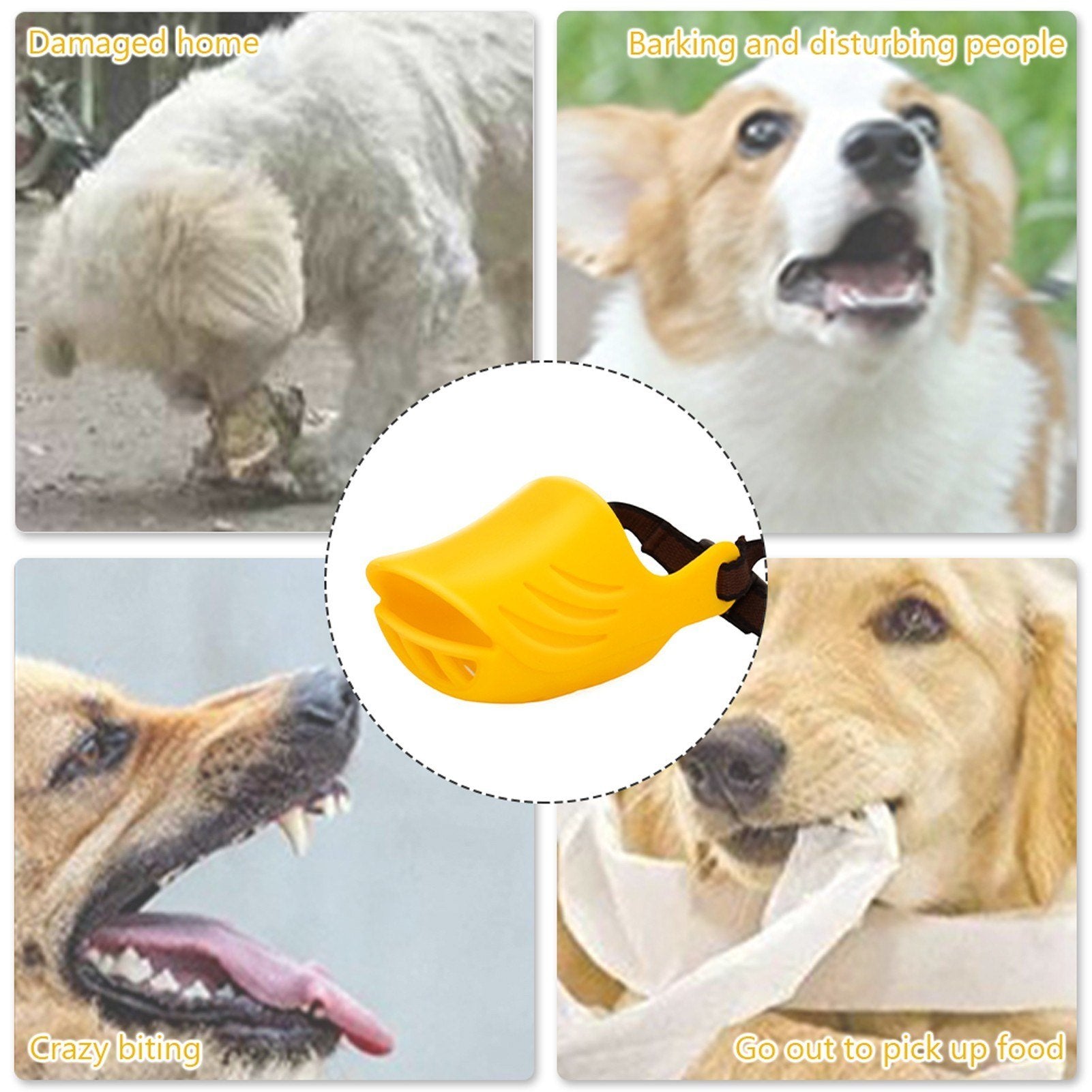 Dog Muzzle Mouth Cover Prevent Barking Biting Chewing Soft Silicone