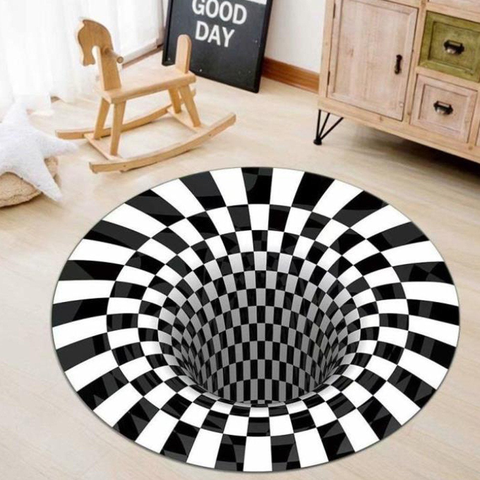 3D Space Round Carpet Checkered Vortex