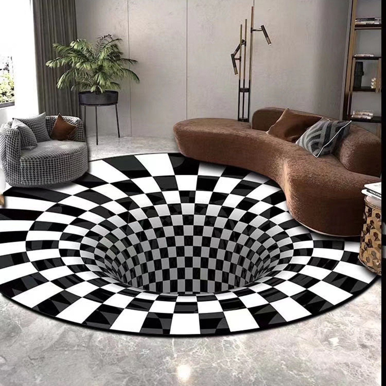 3D Space Round Carpet Checkered Vortex