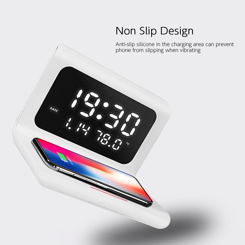 10W Wireless Charger Pad and Alarm Clock Thermometer