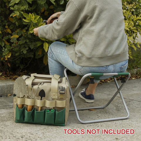 Gardening Stool Organizer and Folding Garden Seat Combo