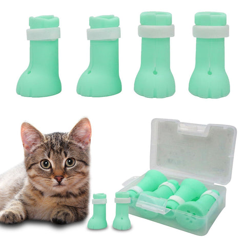 Cat Anti-Scratch Shoes with Magic Strip Adjustable Silicone Pet Grooming Scratching Restraint Booties